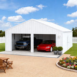 22FT × 23FT Double Garage Steel Barn Shed Cream K2223
