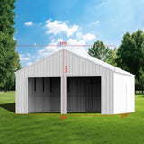 22FT × 23FT Double Garage Steel Barn Shed Cream K2223