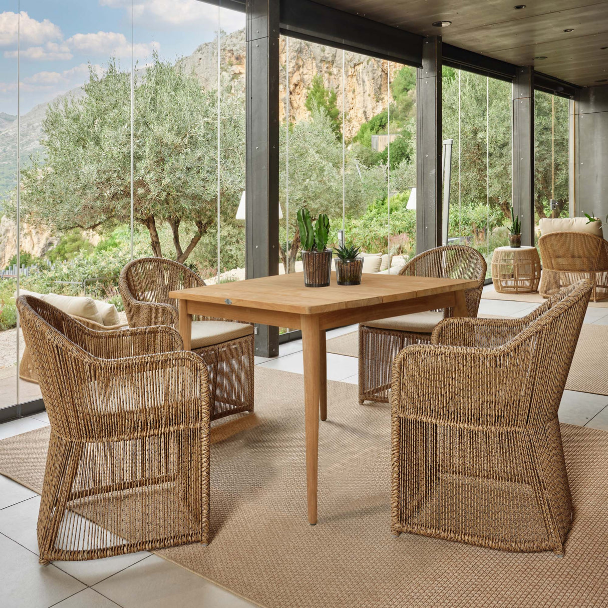 Skyline Design Calixto 5-Piece Square Dining Set with Sunbrella Cushions
