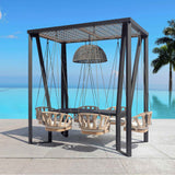 Skyline Design Horizon 8FT Pergola with Lamp, Krabi Hanging Chairs & Aluminum Table