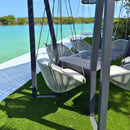 Skyline Design Horizon 8FT Pergola with Lamp, Rodona Hanging Chairs & Aluminum Table