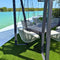 Skyline Design Horizon 8FT Pergola with Lamp, Rodona Hanging Chairs & Aluminum Table
