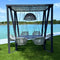Skyline Design Horizon 8FT Pergola with Lamp, Rodona Hanging Chairs & Aluminum Table