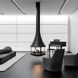 HearthArtSinn Ash 2 Cylindrical Hanging Glass Wood Burning Fireplace