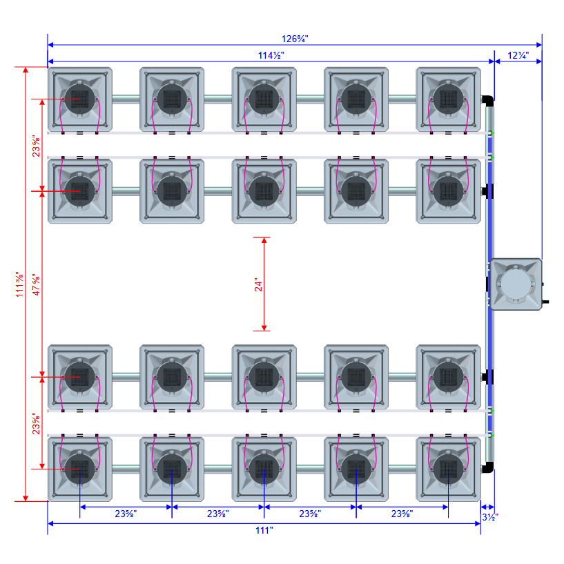 Alien Hydroponics AERO 20 Pot 4 Row Kit