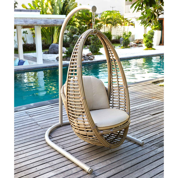 Skyline Design Heri Hanging Chair with Frame and Sunbrella Cushions