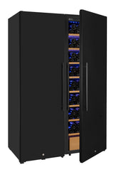 Allavino 76.5" Tall Side-by-Side Wine Vault with Solid Black Doors Dual Zone Wine Refrigerator