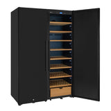 Allavino 76.5" Tall Side-by-Side Wine Vault with Solid Black Doors Dual Zone Wine Refrigerator