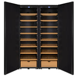 Allavino 76.5" Tall Side-by-Side Wine Vault with Solid Black Doors Dual Zone Wine Refrigerator