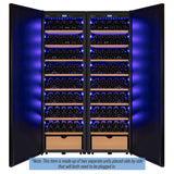 Allavino 76.5" Tall Side-by-Side Wine Vault with Solid Black Doors Dual Zone Wine Refrigerator
