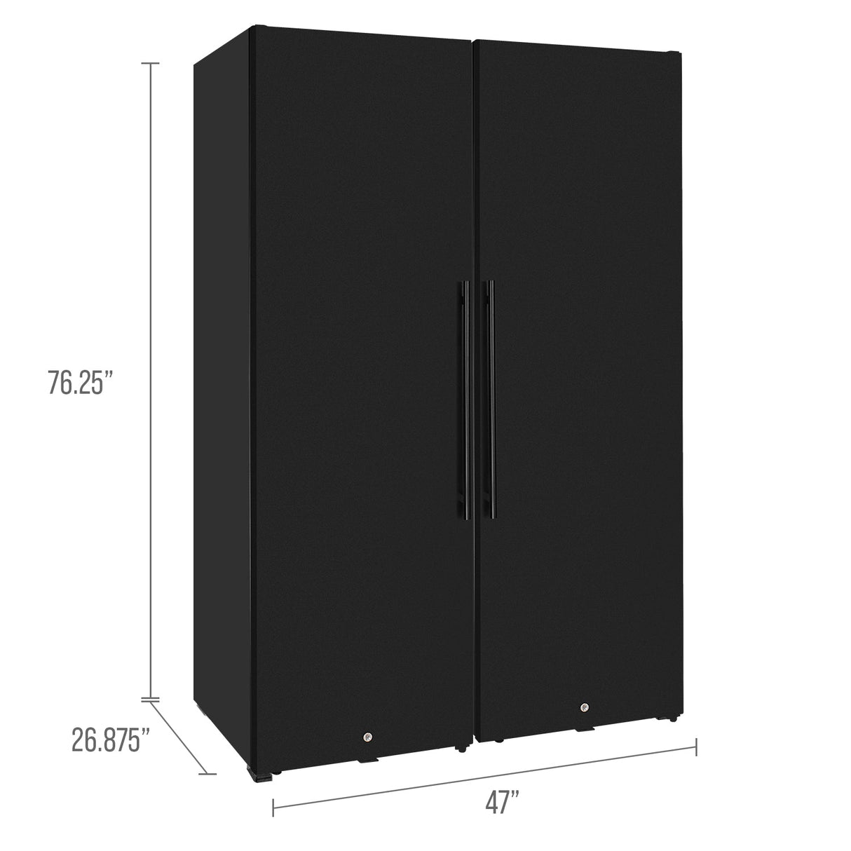 Allavino 76.5" Tall Side-by-Side Wine Vault with Solid Black Doors Dual Zone Wine Refrigerator