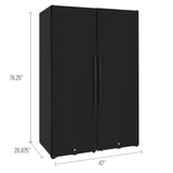 Allavino 76.5" Tall Side-by-Side Wine Vault with Solid Black Doors Dual Zone Wine Refrigerator