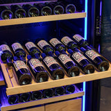 Allavino 496 Bottle Dual Zone Black Glass Side-by-Side Wine Refrigerator with Display Shelving