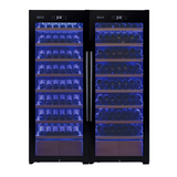 Allavino 496 Bottle Dual Zone Black Glass Side-by-Side Wine Refrigerator with Display Shelving