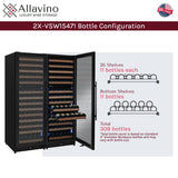 Allavino Reserva Series 308-Bottle 71″ Tall Four-Zone Black Metal Side-by-Side Wine Refrigerator BF 2X-VSW15471D-2B