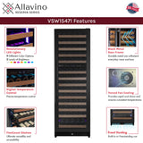 Allavino Reserva Series 317-Bottle Three Zone Tall Side-by-Side Wine Refrigerator with Black Metal Doors