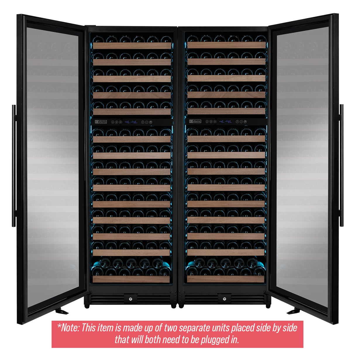 Allavino Reserva Series 308-Bottle 71″ Tall Four-Zone Black Metal Side-by-Side Wine Refrigerator BF 2X-VSW15471D-2B