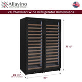 Allavino Reserva Series 326‑Bottle 71″ Tall Dual Zone Black Metal Side‑by‑Side Wine Refrigerator