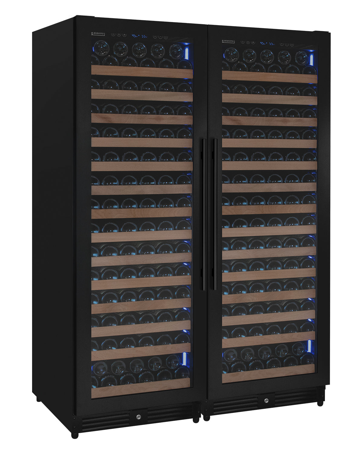 Allavino Reserva Series 326‑Bottle 71″ Tall Dual Zone Black Metal Side‑by‑Side Wine Refrigerator