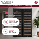 Allavino Reserva Series 326‑Bottle 71″ Tall Dual Zone Black Metal Side‑by‑Side Wine Refrigerator