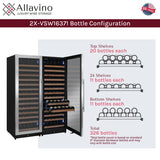 Allavino Reserva Series 326 Bottle 71″ Tall Dual Zone Stainless Steel Side‑by‑Side Wine Refrigerator