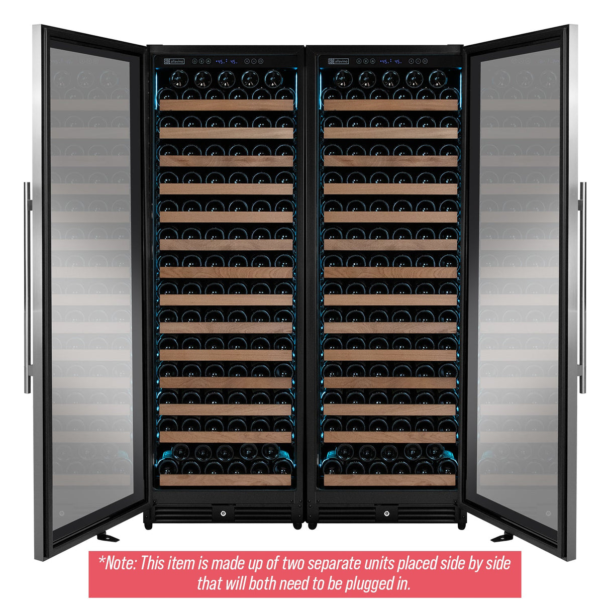 Allavino Reserva Series 326 Bottle 71″ Tall Dual Zone Stainless Steel Side‑by‑Side Wine Refrigerator