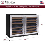 Allavino Reserva Series 102‑Bottle Four‑Zone Undercounter Wine Refrigerator Cooler with Stainless Steel Doors Side‑by‑Side BF 2X‑VSW5134D‑2S