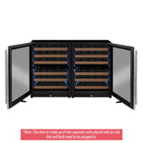 Allavino Reserva Series 102‑Bottle Four‑Zone Undercounter Wine Refrigerator Cooler with Stainless Steel Doors Side‑by‑Side BF 2X‑VSW5134D‑2S
