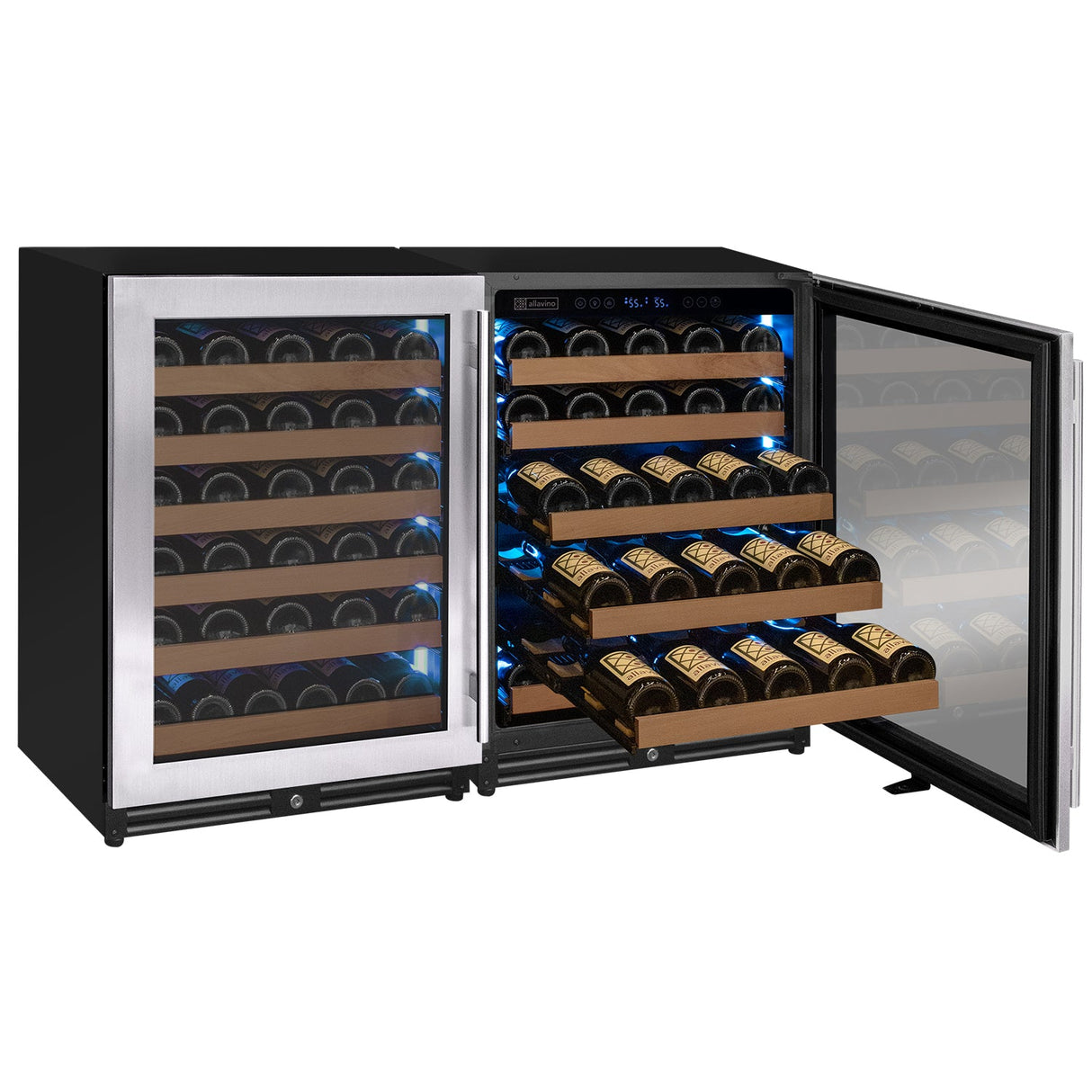Allavino Reserva Series 102‑Bottle Dual Zone Built‑In Luxury Wine Refrigerator with Stainless Steel Doors Side‑by‑Side BF 2X‑VSW5134S‑1S