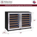 Allavino Reserva Series 102‑Bottle Dual Zone Built‑In Luxury Wine Refrigerator with Stainless Steel Doors Side‑by‑Side BF 2X‑VSW5134S‑1S