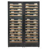 Allavino Reserva Series 134 Bottle 71" Tall Four Zone Black Side-by-Side Shallow Wine Refrigerator with Wood Front Shelves