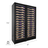 Allavino Reserva Series 134 Bottle 71" Tall Dual Zone Black Side-by-Side Shallow Wine Refrigerator with Wood Front Shelves