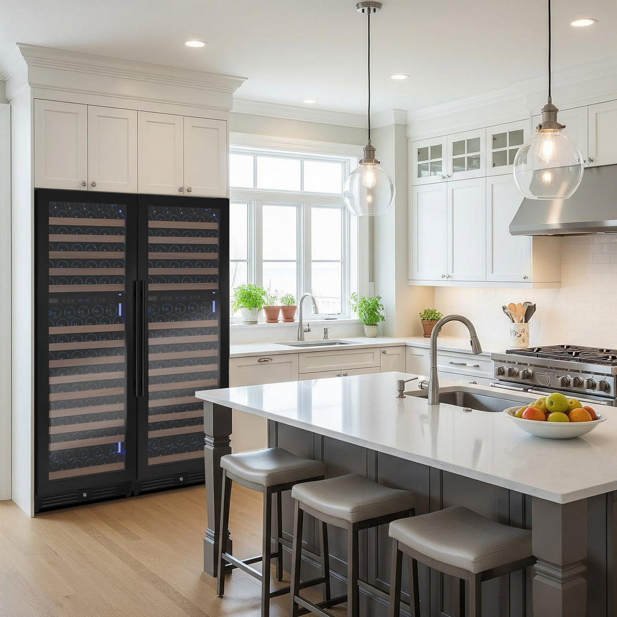 Allavino Reserva Series 344″ Four Zone Built‑In Side‑by‑Side Black Metal Wine Refrigerator