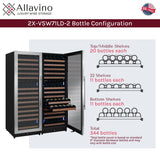 Allavino Reserva Series 344-Bottle 71″ Tall Four Zone Built-In Side-by-Side Wine Refrigerator with Stainless Steel Doors