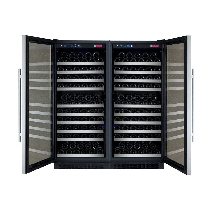 Allavino 47" Wide FlexCount II Tru‑Vino 256 Bottle Dual Zone Stainless Steel Side‑by‑Side Wine Refrigerator BF 2X‑VSWR128‑1S20