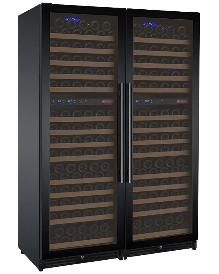 Allavino 47" Wide FlexCount II Tru‑Vino 344 Bottle Four‑Zone Black Side‑by‑Side Wine Refrigerator BF 2X‑VSWR172‑2B20