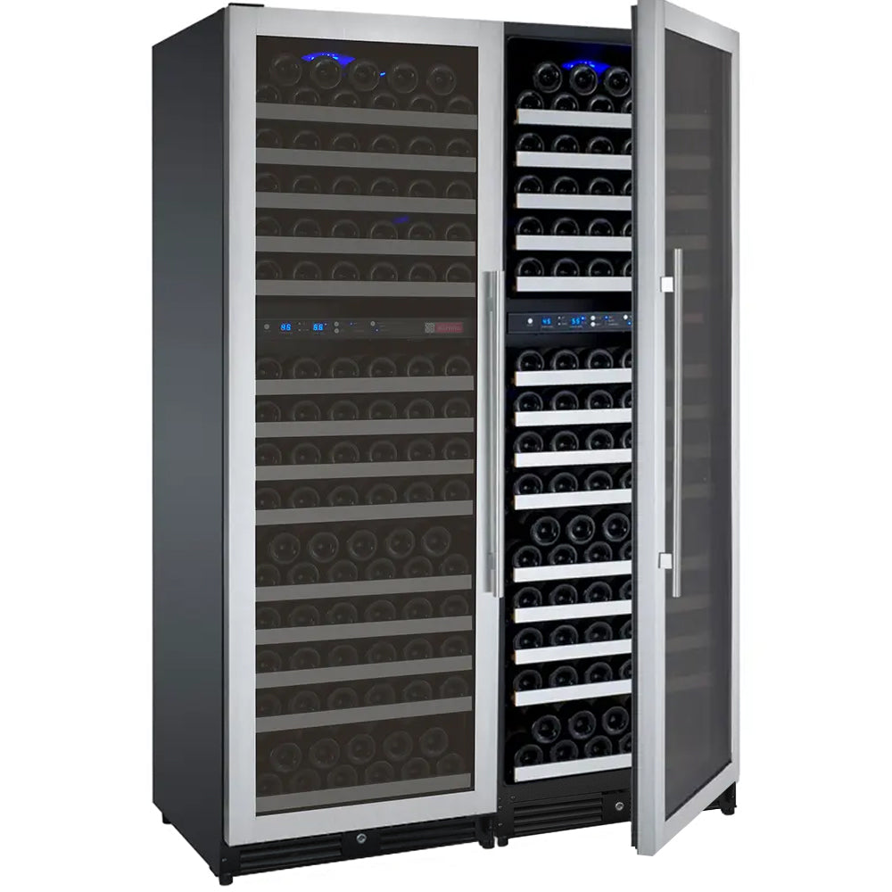 Allavino 47" Wide FlexCount II Tru‑Vino 344 Bottle Four‑Zone Stainless Steel Side‑by‑Side Wine Refrigerator BF 2X‑VSWR172‑2S20