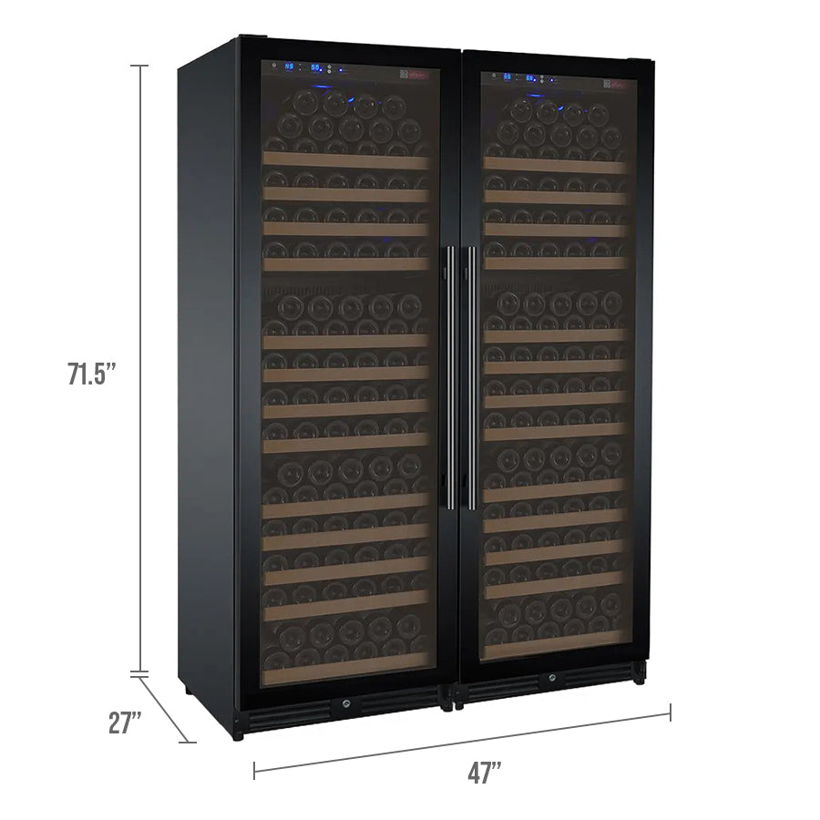 Allavino 47″ Wide FlexCount II Tru‑Vino 354 Bottle Dual Zone Black Side‑by‑Side Wine Refrigerator 2X‑VSWR177‑1B20