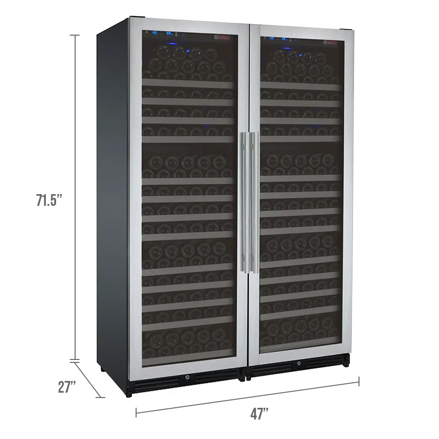 Allavino 47" Wide FlexCount II Tru-Vino 354 Bottle Dual Zone Stainless Steel Side-by-Side Wine Refrigerator
