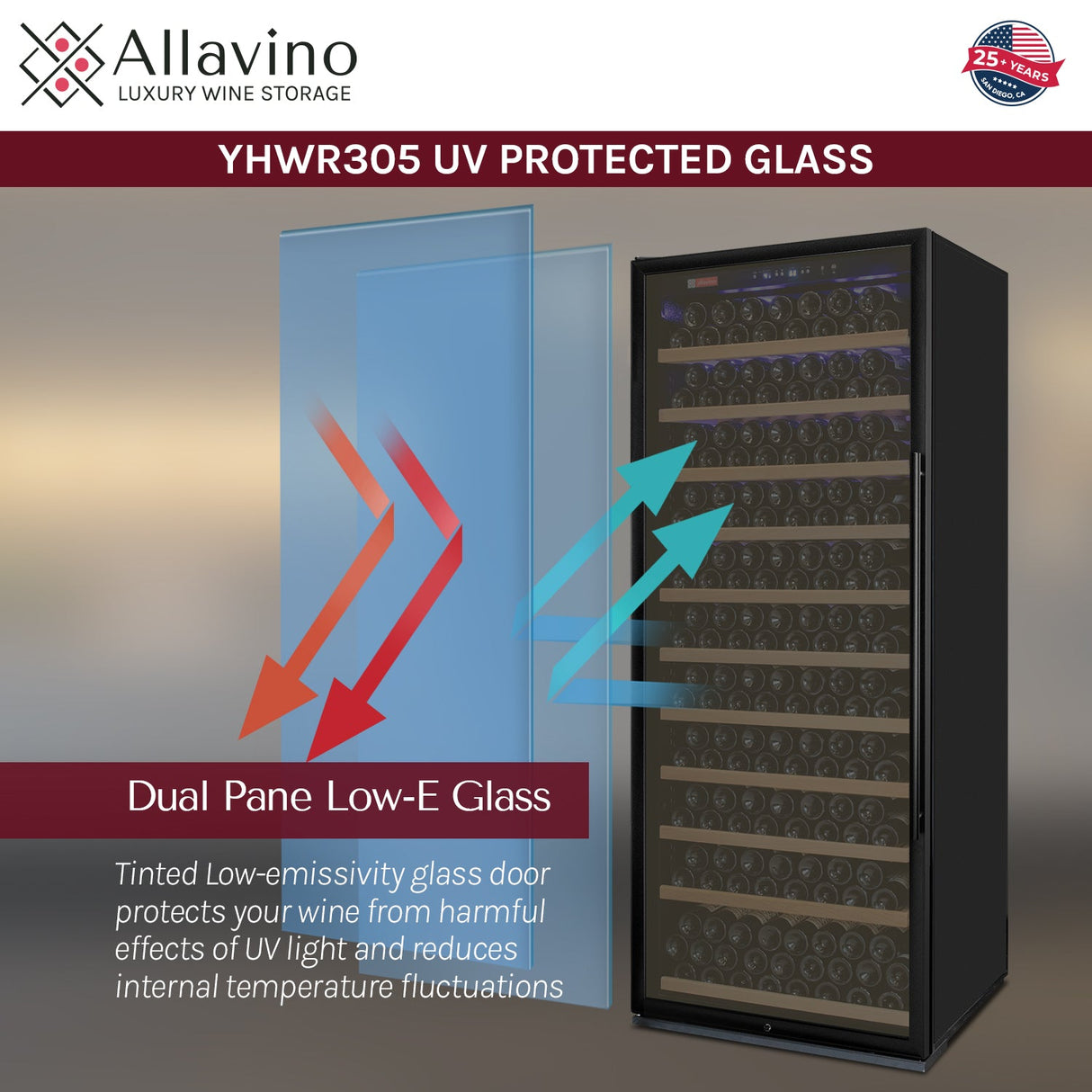 Allavino 63" Wide Vite II Tru-Vino 554 Bottle Dual Zone Black Side-by-Side Wine Refrigerator
