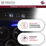 Allavino 63" Wide Vite II Tru-Vino 554 Bottle Dual Zone Black Side-by-Side Wine Refrigerator