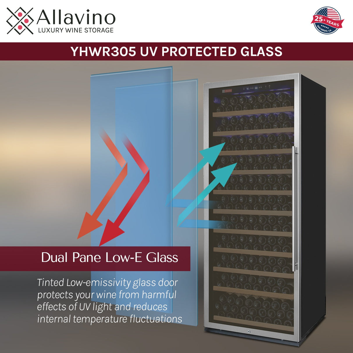 Allavino Vite II Tru-Vino 63″ 554 Bottle Dual Zone Stainless Steel Side-by-Side Wine Refrigerator