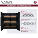 Allavino 63″ Wide Vite II Tru-Vino 610 Bottle Dual Zone Solid Black Door Side-by-Side Wine Refrigerator