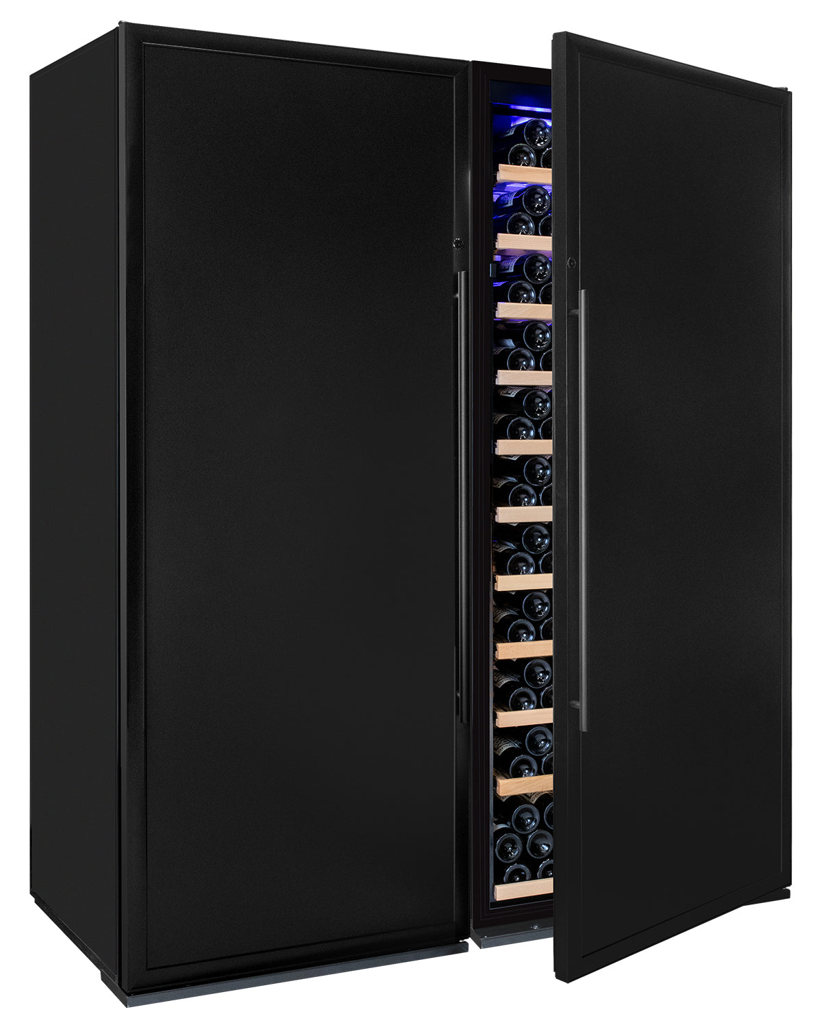 Allavino 63″ Wide Vite II Tru-Vino 610 Bottle Dual Zone Solid Black Door Side-by-Side Wine Refrigerator