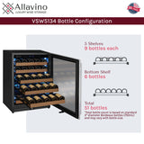 47" Wide Reserva Series 51 Bottle/124 Can Stainless Steel Side-by-Side Two Zone Wine Refrigerator/Beverage Center