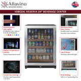 47" Wide Reserva Series 51 Bottle/124 Can Stainless Steel Side-by-Side Two Zone Wine Refrigerator/Beverage Center