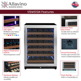 47" Wide Reserva Series 51 Bottle/124 Can Stainless Steel Side-by-Side Two Zone Wine Refrigerator/Beverage Center