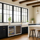 47" Wide Reserva Series 51 Bottle/124 Can Stainless Steel Side-by-Side Two Zone Wine Refrigerator/Beverage Center