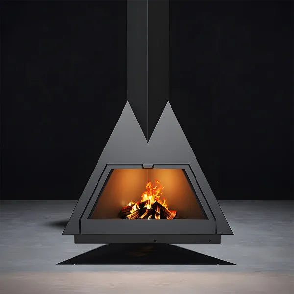 HearthArtSinn Ash 4 Triangular Hanging Wood Burning Fireplace