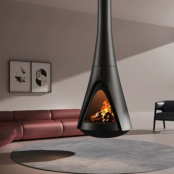 HearthArtSinn Shine 6 Luxury Indoor Hanging Fireplace Wood Burning Fireplace